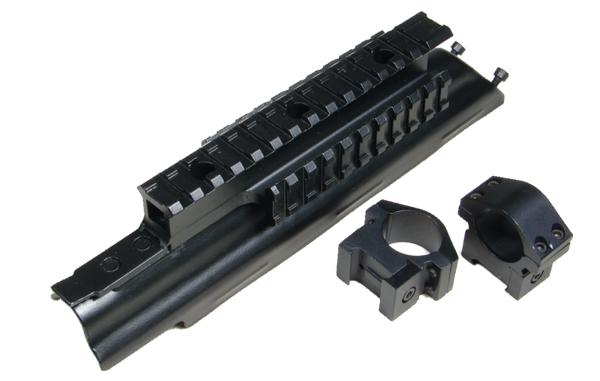 UTG AK47 Kalaschnikov Tri-Rail Cover Picatinny-Montage mit 25mm/1" Montageringen MNT-T970TR