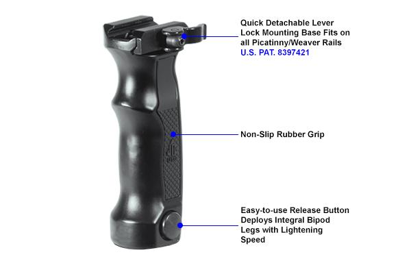 UTG D-Grip QD Vordergriff mit integriertem Zweibein MNT-DG01Q