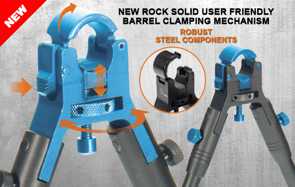 UTG Clamp-On Zweibein mit Laufbefestigung (neue Generation) TL-BP18S-A